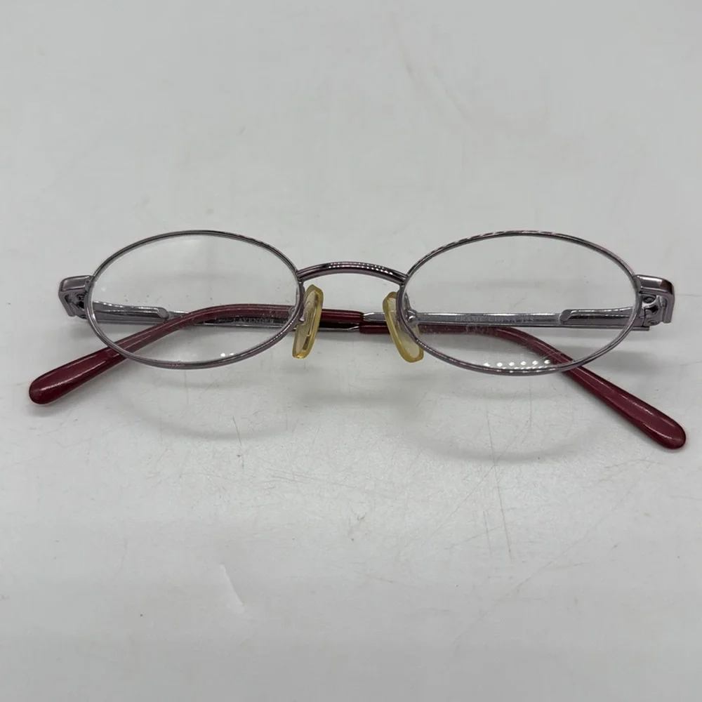 Kids Silver Metal Eyeglasses Frame Spring Arms Pink Endpieces